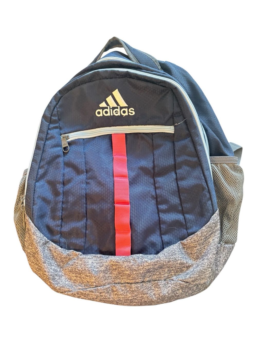 adidas Navy & gray Backpack with Red Center Stripe - like new